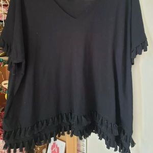 Isela Navy blue Top with fringe